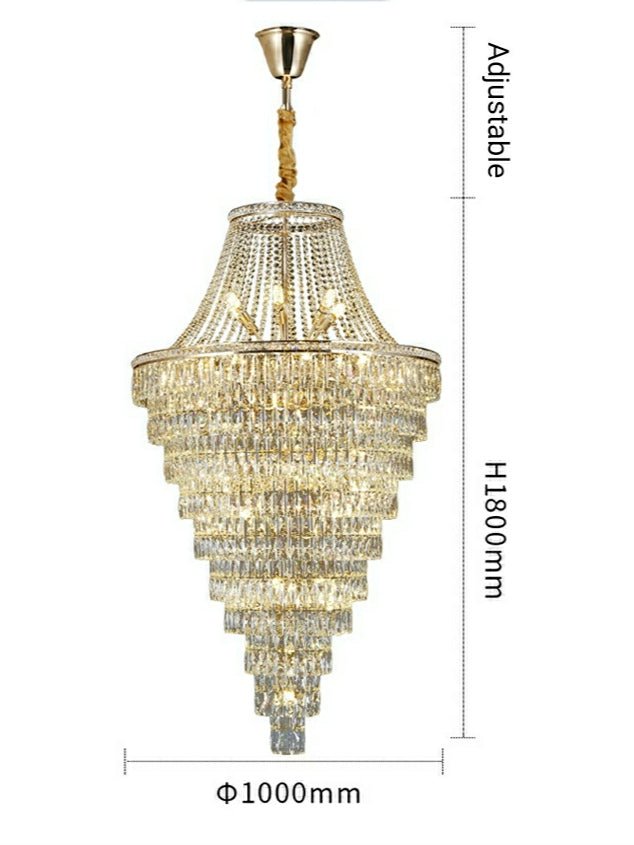 Magnificent Extra Large Foyer Hall Chandelier Tiered Crystal Ceiling Lighting Fixture For Living Room Decor - cyranlamps