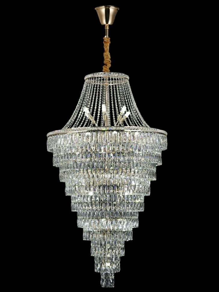 Magnificent Extra Large Foyer Hall Chandelier Tiered Crystal Ceiling Lighting Fixture For Living Room Decor - cyranlamps