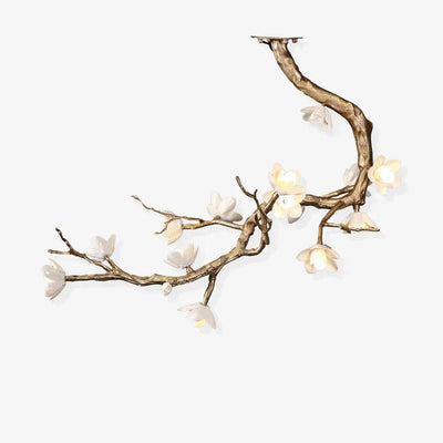 Magnolia Branch & Brass Floral Chandelier - Cyran Lamps