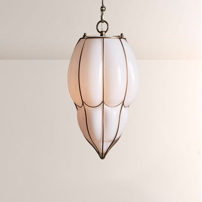 Mara Caged Opal Glass & Brass Large Pendant - cyranlamps