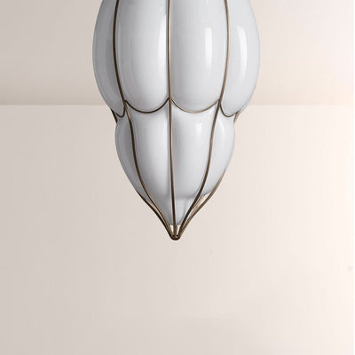 Mara Caged Opal Glass & Brass Large Pendant - cyranlamps
