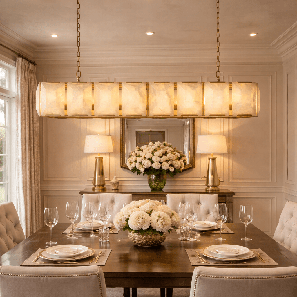Marlow Calcite Rectangular Chandelier - cyranlighting