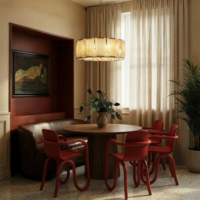Marlow Alabaster Round Chandelier with Natural Alabaster Stone Shades - cyranlighting