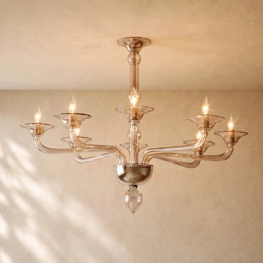Mirellan Smoke Glass Round Chandelier - 34’’