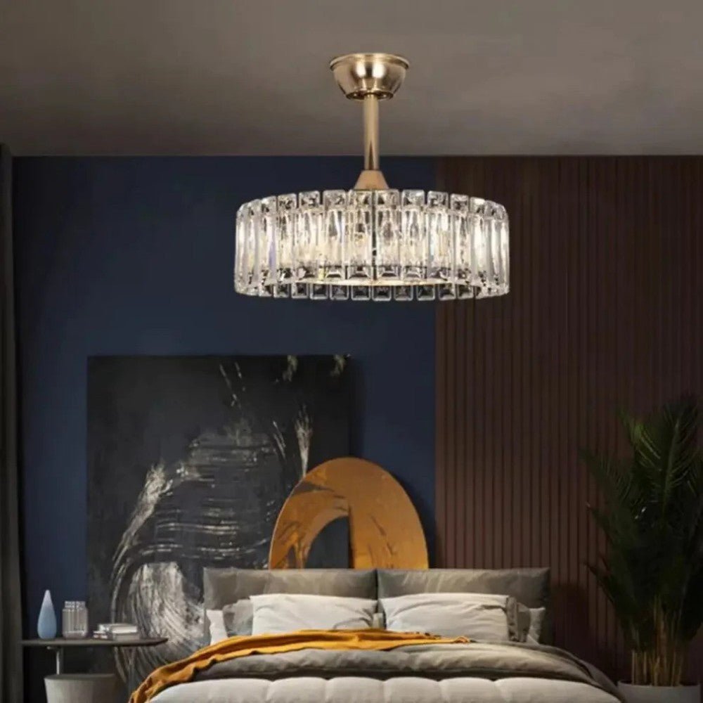 Modern Fan Light Crystal Chandelier - Cyran Lamps