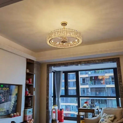 Modern Fan Light Crystal Chandelier - Cyran Lamps
