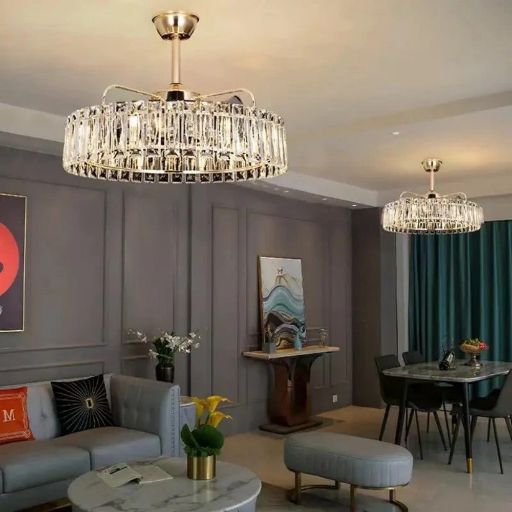 Modern Fan Light Crystal Chandelier - Cyran Lamps
