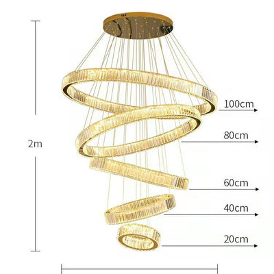 Modern Front Entryway Chandelier 5/6/7 Rings Crystal Gold/ Chrome Finish Ceiling Lamp - cyranlamps