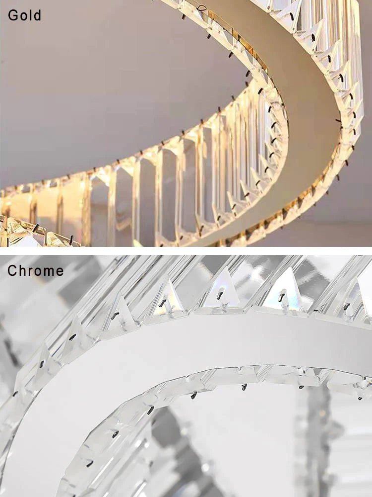 Modern Front Entryway Chandelier 5/6/7 Rings Crystal Gold/ Chrome Finish Ceiling Lamp - cyranlamps