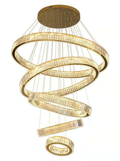Modern Front Entryway Chandelier 5/6/7 Rings Crystal Gold/ Chrome Finish Ceiling Lamp - cyranlamps