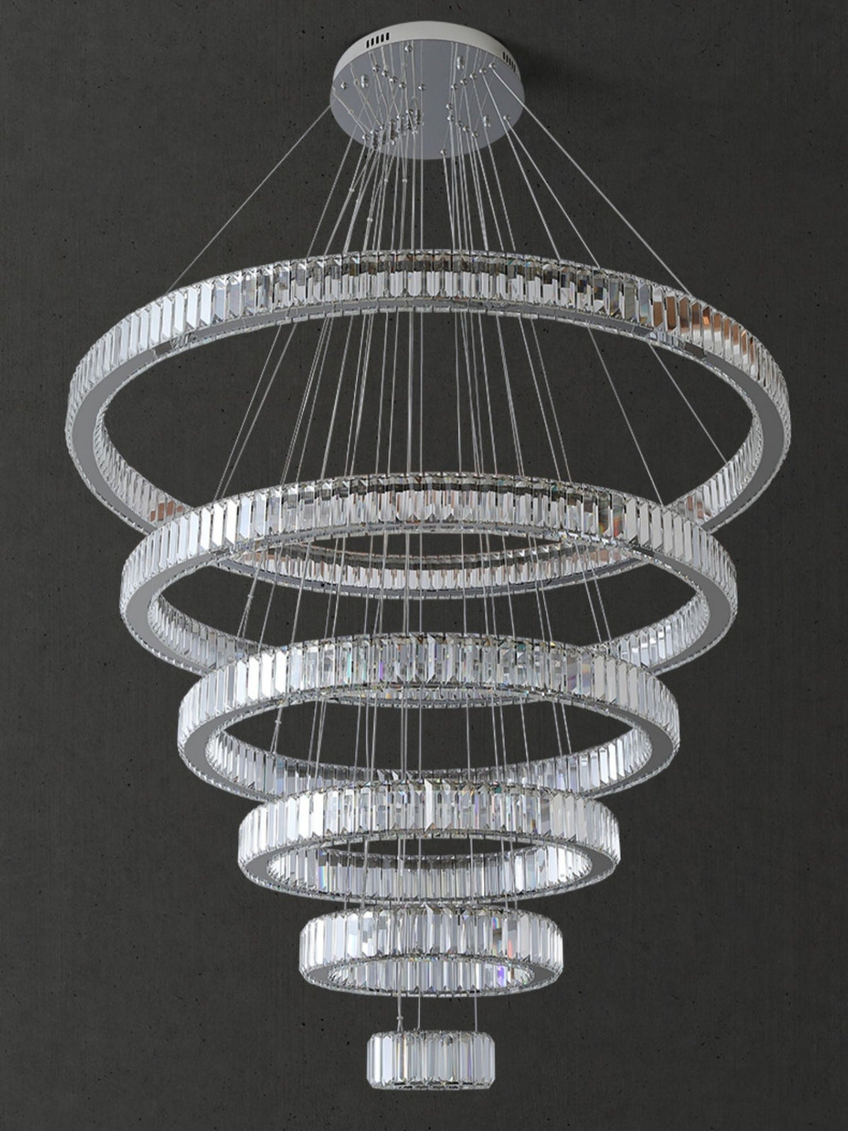 Modern Front Entryway Chandelier 5/6/7 Rings Crystal Gold/ Chrome Finish Ceiling Lamp - cyranlamps