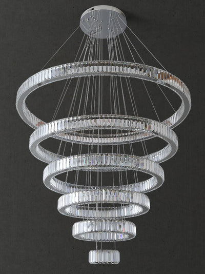 Modern Front Entryway Chandelier 5/6/7 Rings Crystal Gold/ Chrome Finish Ceiling Lamp - cyranlamps