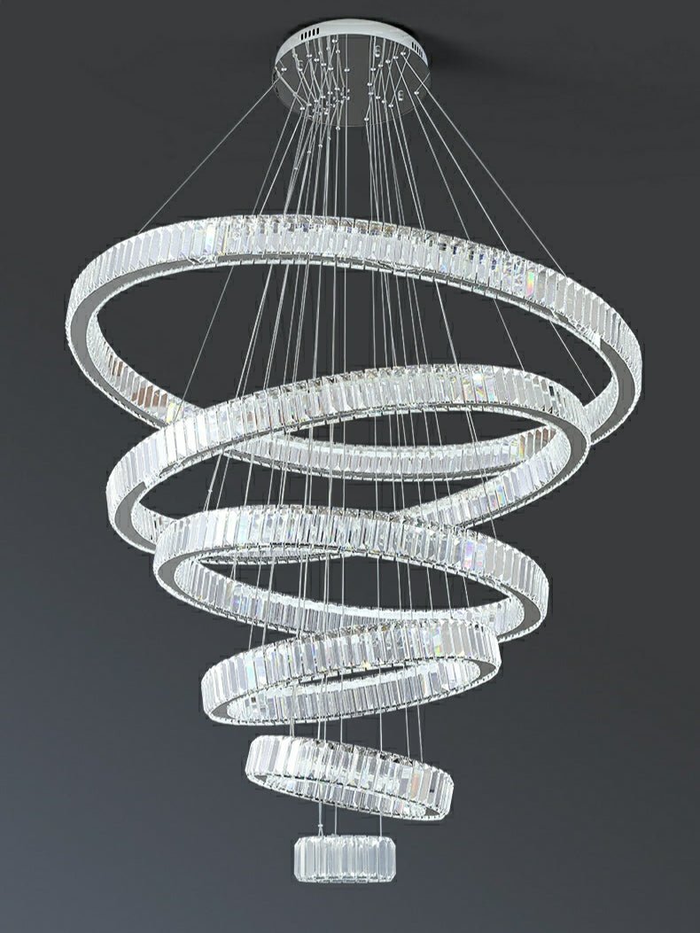 Modern Front Entryway Chandelier 5/6/7 Rings Crystal Gold/ Chrome Finish Ceiling Lamp - cyranlamps