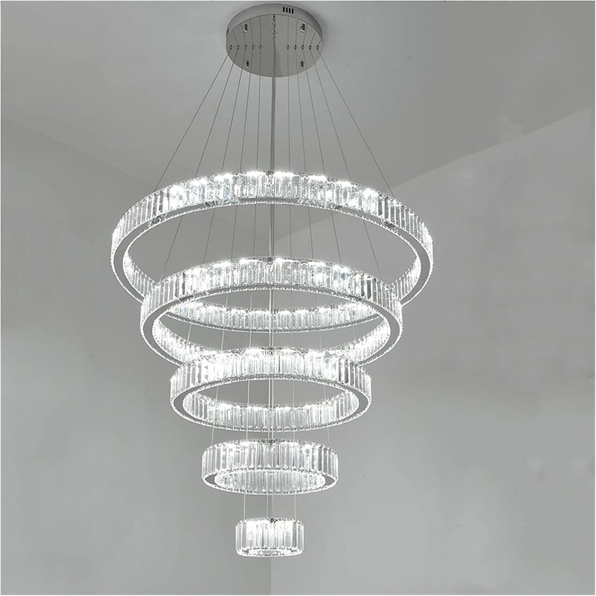 Modern Front Entryway Chandelier 5/6/7 Rings Crystal Gold/ Chrome Finish Ceiling Lamp - cyranlamps