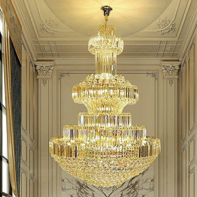 Modern Gold Foyer Extra Large Crystal Chandeliers Round Luxury Ceiling Light Fixture For Hall Entrance - cyranlamps