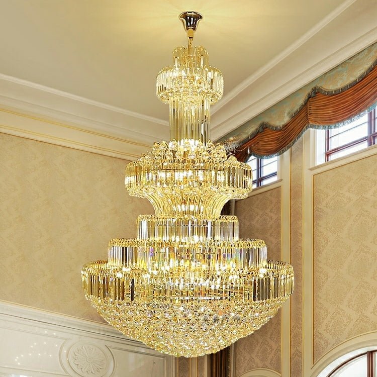 Modern Gold Foyer Extra Large Crystal Chandeliers Round Luxury Ceiling Light Fixture For Hall Entrance - cyranlamps