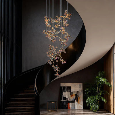 Modern Staircase Chandelier Crystal Hollow Rotating Ceiling Light - Cyran Lamps