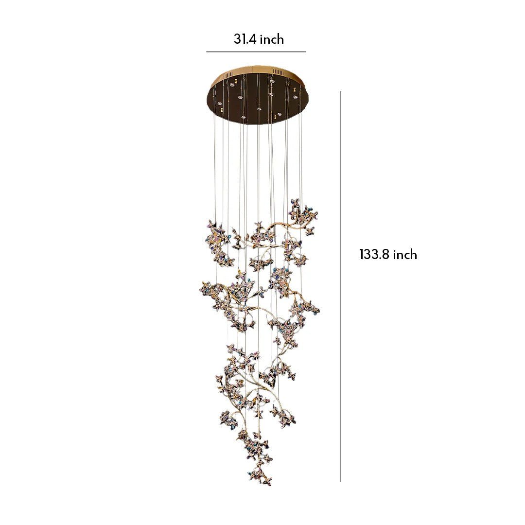 Modern Staircase Chandelier Crystal Hollow Rotating Ceiling Light - Cyran Lamps