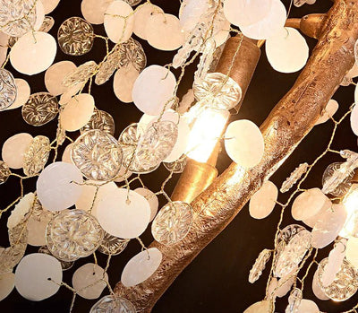 Modern Unique Artistic Flower Brass Branch Semi - flush Mount Chandelier for Living Room/ Hallway/ Entryway/ Staircase - cyranlamps