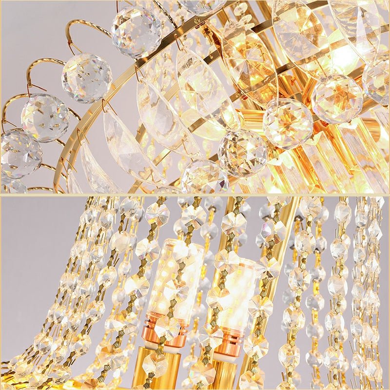 New Style Royal Large Crystal Chandelier Long Ceiling Lighting Fixture For Living Room Staircase/ Entryway - cyranlamps