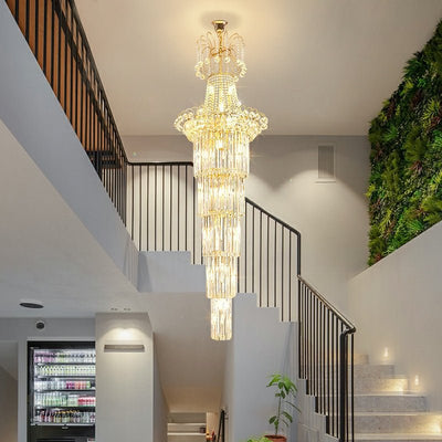 New Style Royal Large Crystal Chandelier Long Ceiling Lighting Fixture For Living Room Staircase/ Entryway - cyranlamps