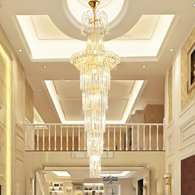 New Style Royal Large Crystal Chandelier Long Ceiling Lighting Fixture For Living Room Staircase/ Entryway - cyranlamps