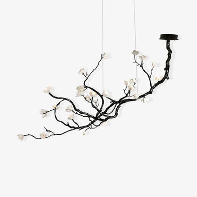 Noir Magnolia Branch & Porcelain Bloom Chandelier - Cyran Lamps