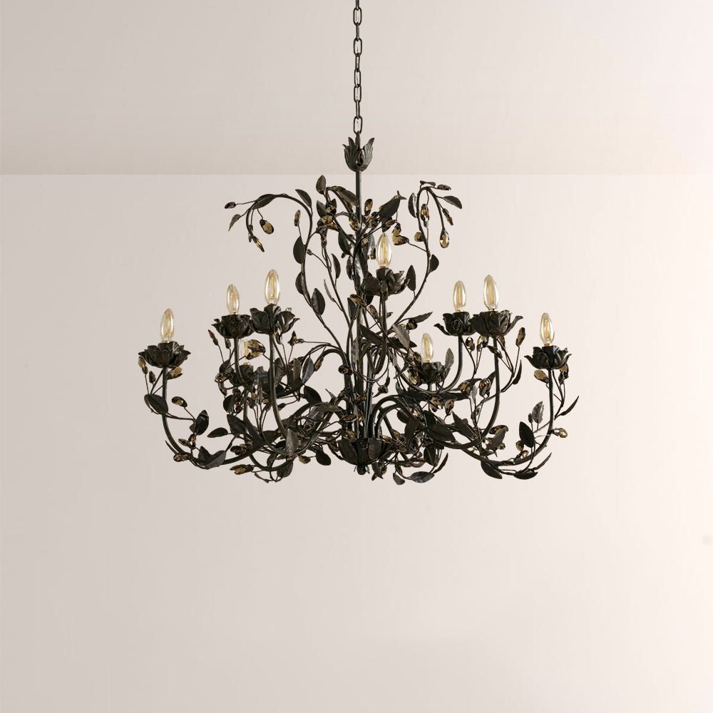 Nora Gilded Floral Crystal Round Chandelier - Cyran Lamps