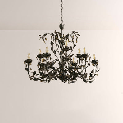 Nora Gilded Floral Crystal Round Chandelier - Cyran Lamps