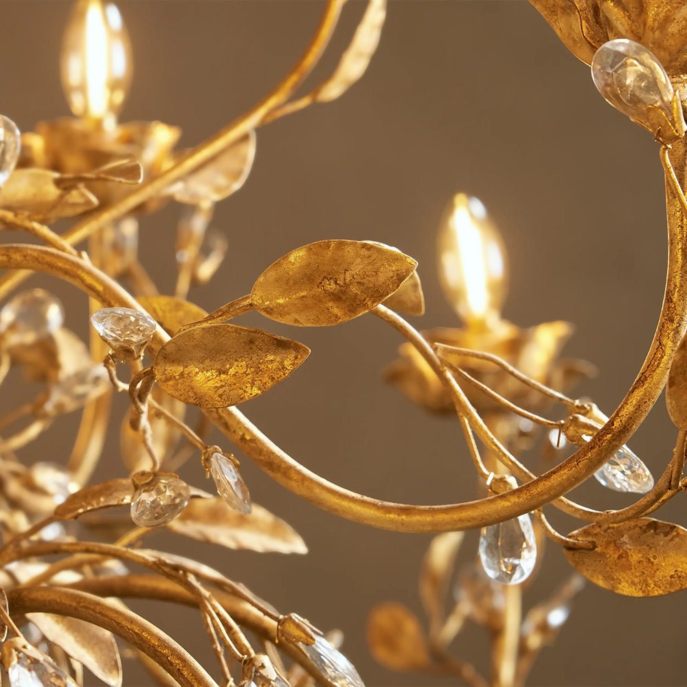 Nora Gilded Floral Crystal Round Chandelier - Cyran Lamps