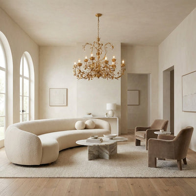 Nora Gilded Floral Crystal Round Chandelier - Cyran Lamps
