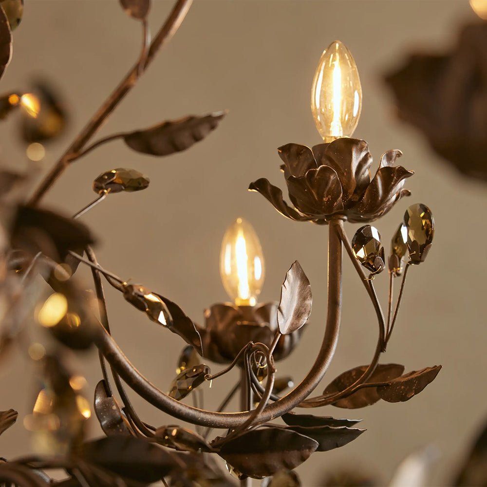 Nora Gilded Floral Crystal Round Chandelier - Cyran Lamps
