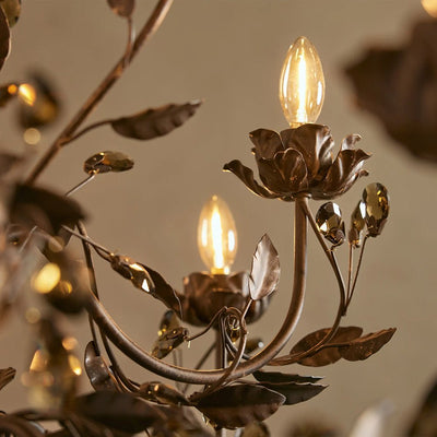 Nora Gilded Floral Crystal Round Chandelier - Cyran Lamps