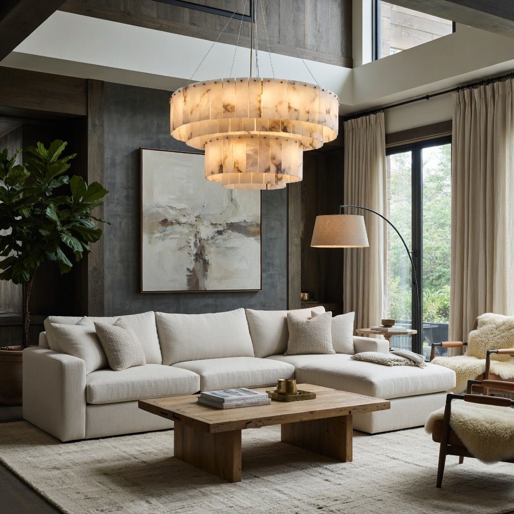 Oakley Layered Marble Chandelier - 31" - cyranlighting