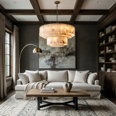 Oakley Layered Marble Chandelier - 31" - cyranlighting