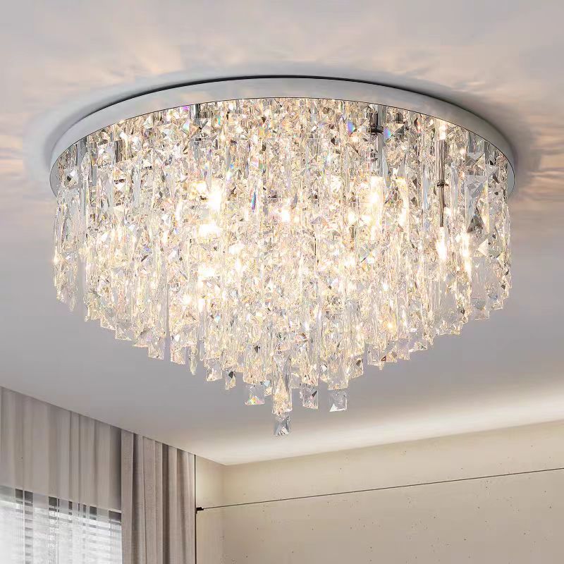 Oversize Luxury Flush Mount Crystal Chandelier for Living Room/Bedroom - cyranlamps
