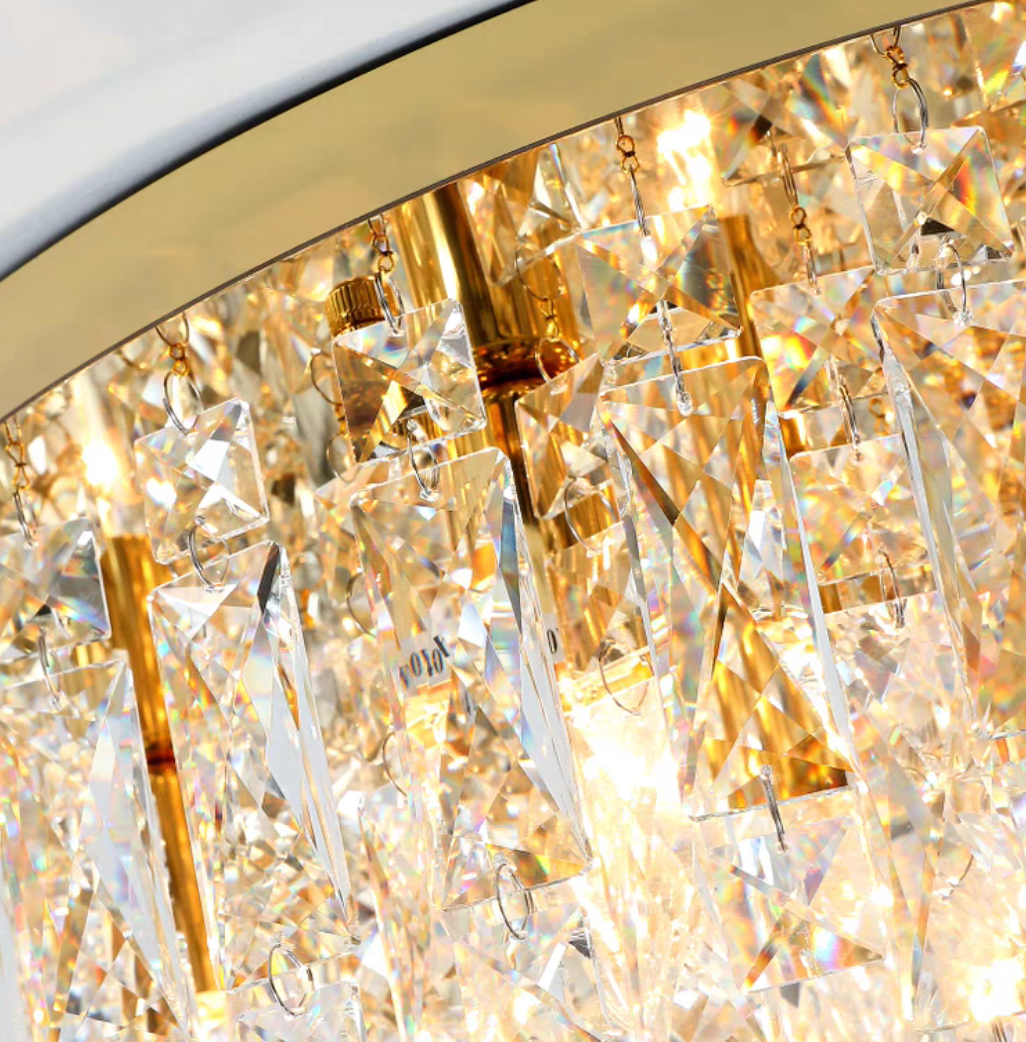 Oversize Luxury Flush Mount Crystal Chandelier for Living Room/Bedroom - cyranlamps