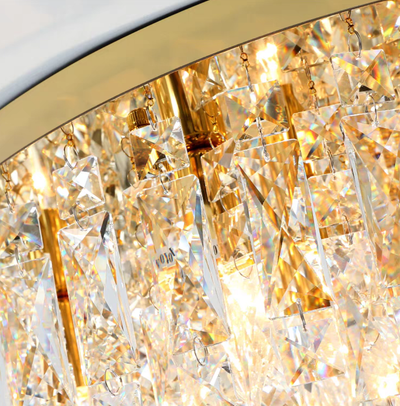 Oversize Luxury Flush Mount Crystal Chandelier for Living Room/Bedroom - cyranlamps