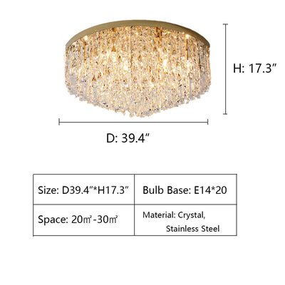 Oversize Luxury Flush Mount Crystal Chandelier for Living Room/Bedroom - cyranlamps