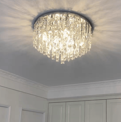 Oversize Luxury Flush Mount Crystal Chandelier for Living Room/Bedroom - cyranlamps