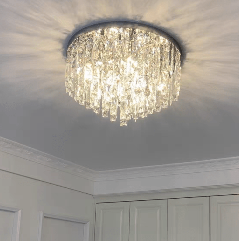 Oversize Luxury Flush Mount Crystal Chandelier for Living Room/Bedroom - cyranlamps
