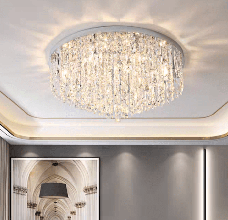 Oversize Luxury Flush Mount Crystal Chandelier for Living Room/Bedroom - cyranlamps