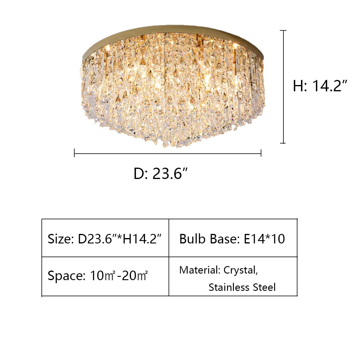 Oversize Luxury Flush Mount Crystal Chandelier for Living Room/Bedroom - cyranlamps