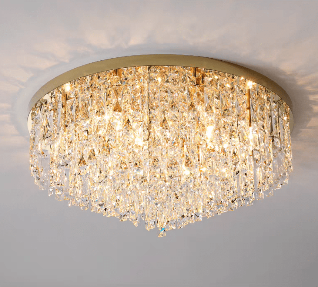 Oversize Luxury Flush Mount Crystal Chandelier for Living Room/Bedroom - cyranlamps