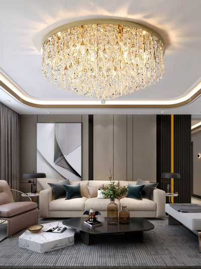 Oversize Luxury Flush Mount Crystal Chandelier for Living Room/Bedroom - cyranlamps
