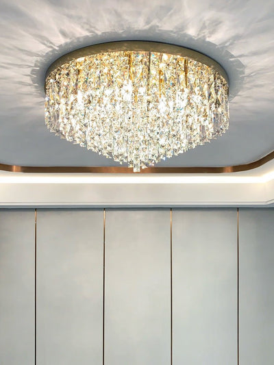 Oversize Luxury Flush Mount Crystal Chandelier for Living Room/Bedroom - cyranlamps