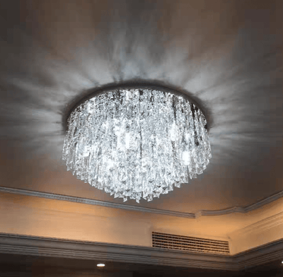 Oversize Luxury Flush Mount Crystal Chandelier for Living Room/Bedroom - cyranlamps