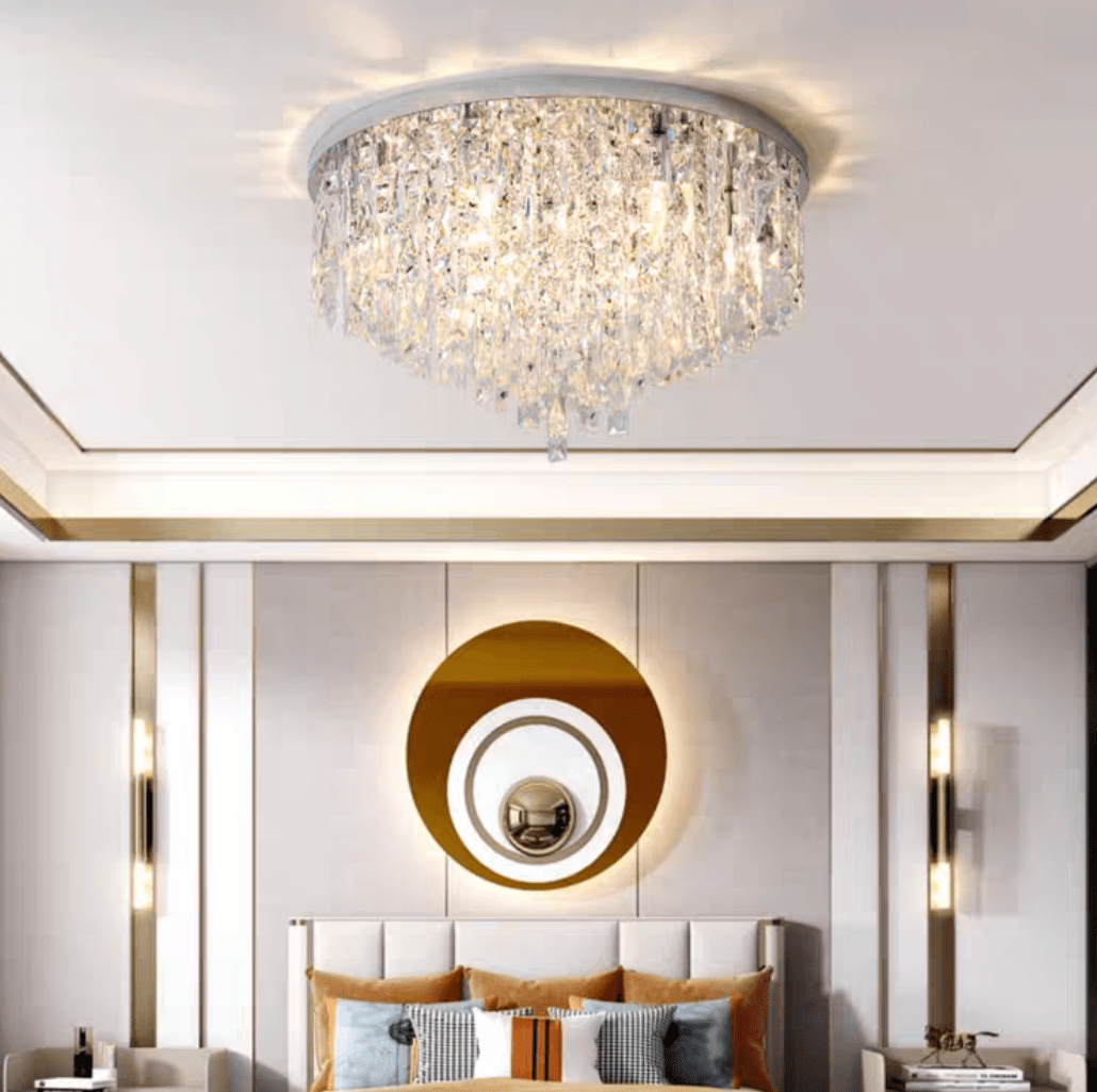 Oversize Luxury Flush Mount Crystal Chandelier for Living Room/Bedroom - cyranlamps