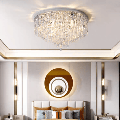 Oversize Luxury Flush Mount Crystal Chandelier for Living Room/Bedroom - cyranlamps