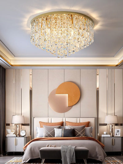 Oversize Luxury Flush Mount Crystal Chandelier for Living Room/Bedroom - cyranlamps